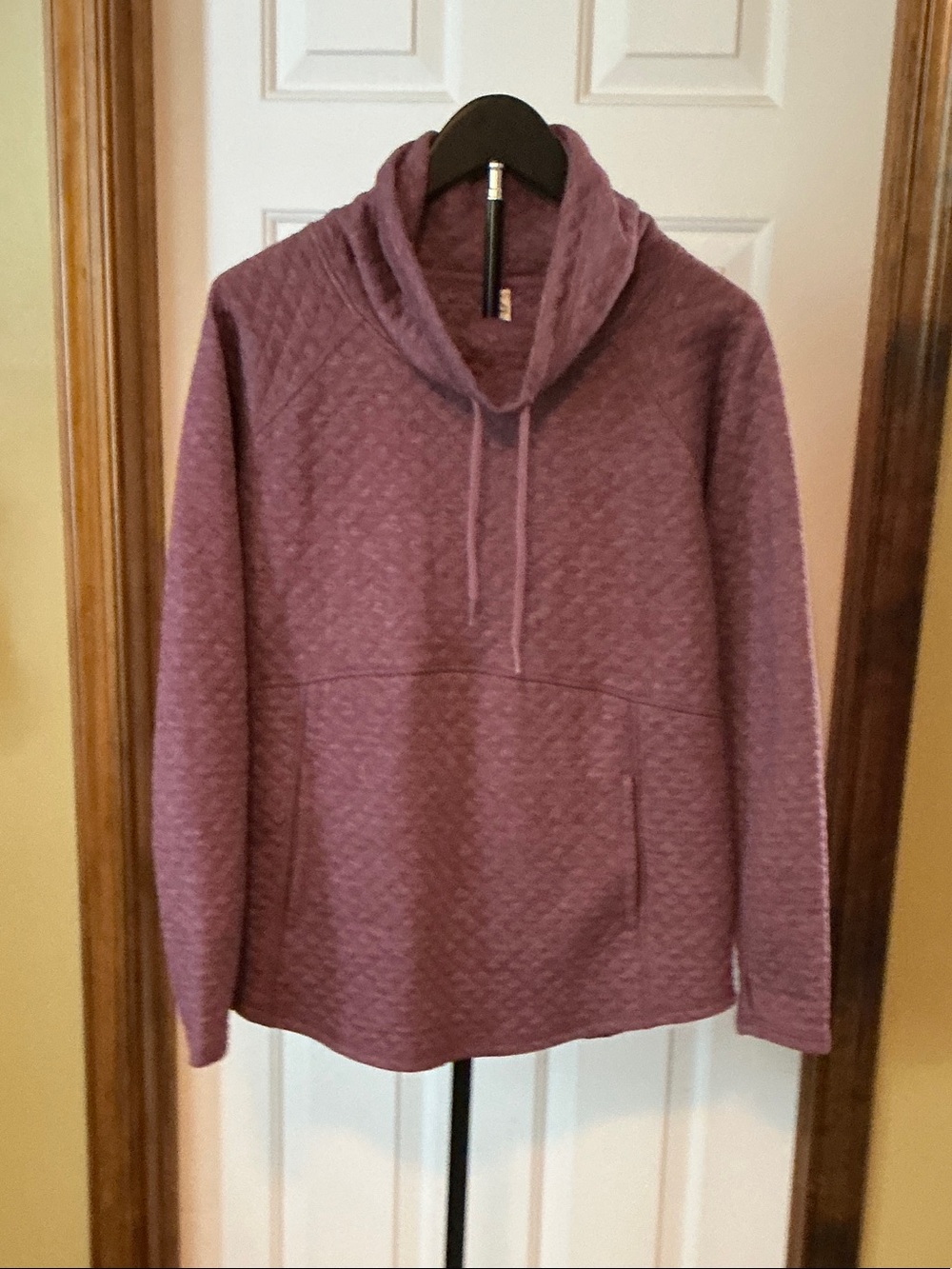 RBX Quilted Cowl Neck Pullover in Mauve
